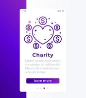 charity and donation mobile banner design vector