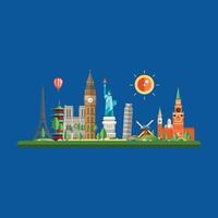 Travel concept with worldwide landmarks vector