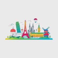 Travel concept with worldwide landmarks vector