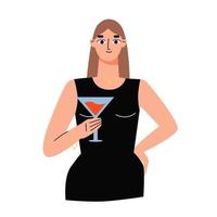 concepto de mbti. carácter de cónsul. una mujer con una copa de vino. ilustración vectorial plana vector