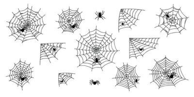 Simple set of hand drawn spider web illustration. Cute gossamer clipart. Halloween doodle vector