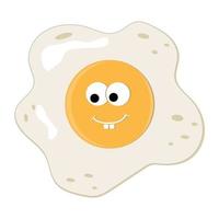 Cute character fried eggs. Color isolated Vector illustration of kawaii cartoon.