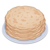 Stack of pancakes on a plate, color vector isolated cartoon-style illustration