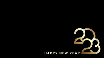 Happy new year 2023 text. Golden 2023 number vector suitable design illustration for greetings, invitations, banners, or backgrounds.