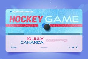 Hockey game landing, invitation or ticket booking vector