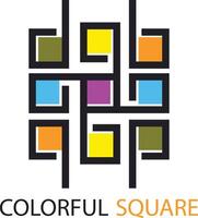 Square decorative color corporate identity design element. QR code and digital tech logo concept. vector