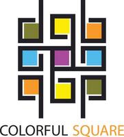 Square decorative color corporate identity design element. QR code and digital tech logo concept. vector