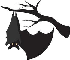 Bat hanging on a tree branch vector