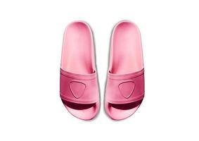 Pink rubber slipper isolated on white background. clipping path photo