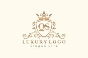 Initial QS Letter Royal Luxury Logo template in vector art for Restaurant, Royalty, Boutique, Cafe, Hotel, Heraldic, Jewelry, Fashion and other vector illustration.