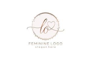 Initial LO handwriting logo with circle template vector logo of initial wedding, fashion, floral and botanical with creative template.