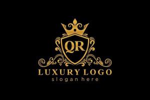 Initial QR Letter Royal Luxury Logo template in vector art for Restaurant, Royalty, Boutique, Cafe, Hotel, Heraldic, Jewelry, Fashion and other vector illustration.