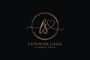 logotipo inicial de escritura a mano ls con plantilla de círculo logotipo vectorial de boda inicial, moda, floral y botánica con plantilla creativa. vector
