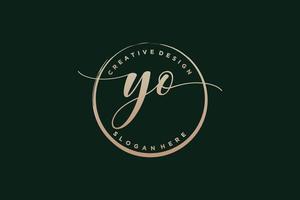 Initial YO handwriting logo with circle template vector signature, wedding, fashion, floral and botanical with creative template.