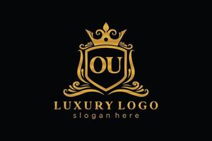 Initial OU Letter Royal Luxury Logo template in vector art for Restaurant, Royalty, Boutique, Cafe, Hotel, Heraldic, Jewelry, Fashion and other vector illustration.