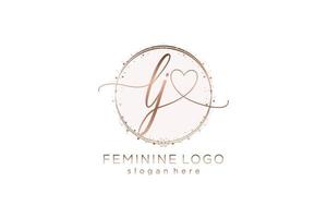 logotipo inicial de escritura a mano lj con plantilla de círculo logotipo vectorial de boda inicial, moda, floral y botánica con plantilla creativa. vector