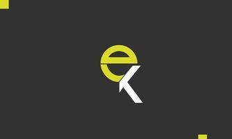 alfabeto letras iniciales monograma logo ek, ke, e y k vector