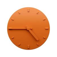 Minimal Orange clock 4 45 o clock quarter to Five abstract Minimalist wall clock 3d Illustration photo