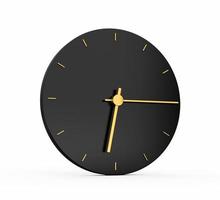 Premium Gold Clock icon isolated 6 15 o clock quarter past Six on black icon background. Six fifteen o'clock Time icon 3d illustration photo