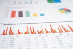 chart or graph paper. Financial, account, statistics and business data concept. photo