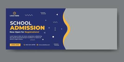 School admission web cover and banner template vector