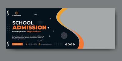 School admission web cover and banner template vector