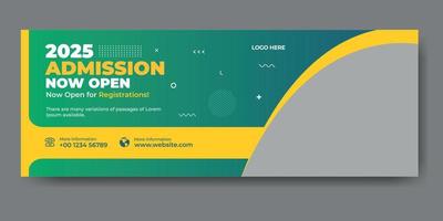 School admission web cover and banner template vector