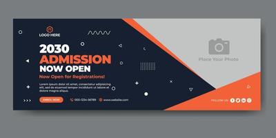 School admission web cover and banner template vector