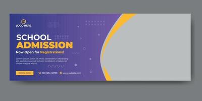 School admission web cover and banner template vector