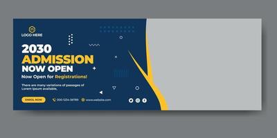 School admission web cover and banner template vector