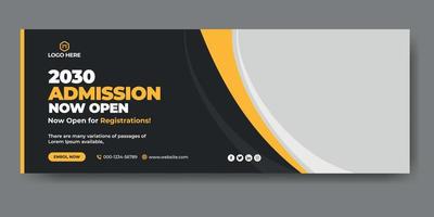 School admission web cover and banner template vector