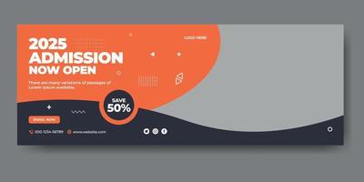 School admission web cover and banner template vector