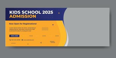 School admission web cover and banner template vector