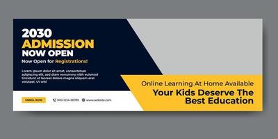 School admission web cover and banner template vector