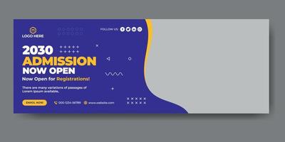 portada web de admisión escolar y plantilla de banner vector