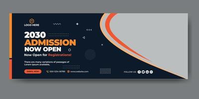 School admission web cover and banner template vector