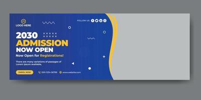 School admission web cover and banner template vector