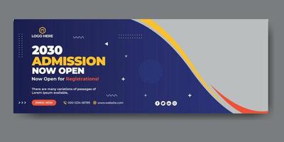 School admission web cover and banner template vector