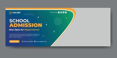 School admission web cover and banner template vector