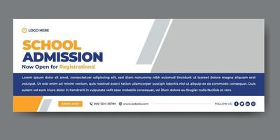 School admission web cover and banner template vector