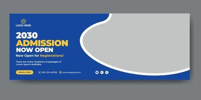 School admission web cover and banner template vector