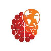 plantilla de logotipo de vector de cerebro mundial. diseño de símbolo de logotipo de mundo inteligente.
