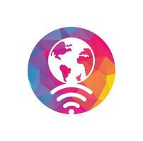 Globe wifi logo design icon. World signal vector logo template.