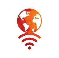 Globe wifi logo design icon. World signal vector logo template.