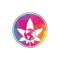 icono del logotipo del vector de cannabis mundial. plantilla de diseño del logotipo del mundo del cannabis para la empresa de marihuana.