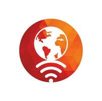 Globe wifi logo design icon. World signal vector logo template.