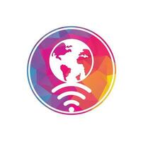 Globe wifi logo design icon. World signal vector logo template.