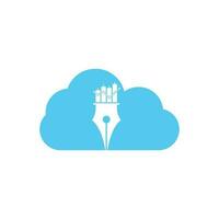 Pen finance cloud shape concept logo design icon vector. pen graph or financial education vector logo template.