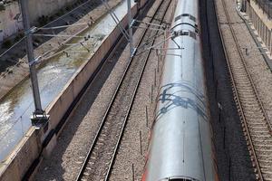 Railroad Tracks and Railway Cars in Israel. photo