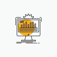 dashboard, admin, monitor, monitoring, processing Line Icon vector